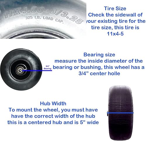 Miniatura 3 de PROVENPART Paquete de 2 neumáticos delanteros sólidos a prueba de pinchazos que sustituyen a Stander 72460026 No Flat 11x4x5