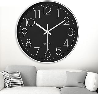 GIBOHOM Reloj de Pared, 20 cm Reloj Pared Silencioso, Reloj de Cocina Pared Redondo, Fácil de Leer Sin Tictac, Wall Clock ...