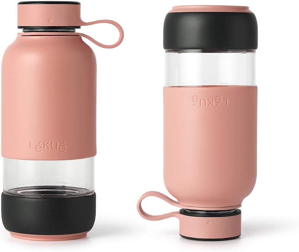 Lékué To Go Drink Bottle, Glass, Coral 600 ml - Image 5