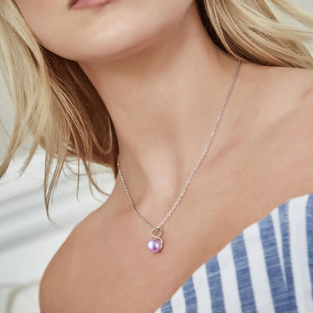 The Pearl Source 9.0-9.5mm Freshwater Pearl Pendant Necklace for Women - Cultured Pearl Necklace with Infinity Design | 14K Gold Plated 925 Sterling Silver Necklace with 16"-20" Adjustable Chain - Image 7