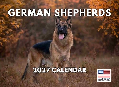 Calendario de pastor alemán 2027 mensual de pared GSD Shepard Gifts 12 meses