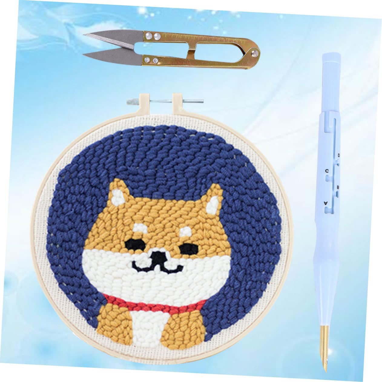 Tofficu 2sets Strumenti Per Ricamo Stile Shiba Inu Tela Rotonda Forbici Fili Colorati e Accessori Per Arte Creativa Per Ragazzo Ragazza e Hobby Fai Te