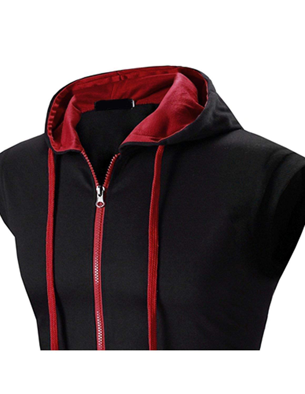 Hommes Gilet sans Manches Couleur Contrastée Sport Sweat à Capuche