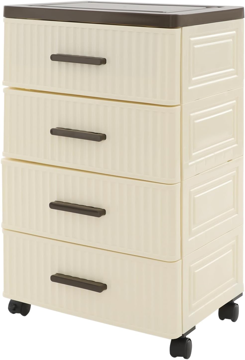 4 Drawers Storage Bins with Wheels,4-Tier Storage Cabinet with Drawers,Plastic Drawer Storage Cabinet for Bedroom,Living Room