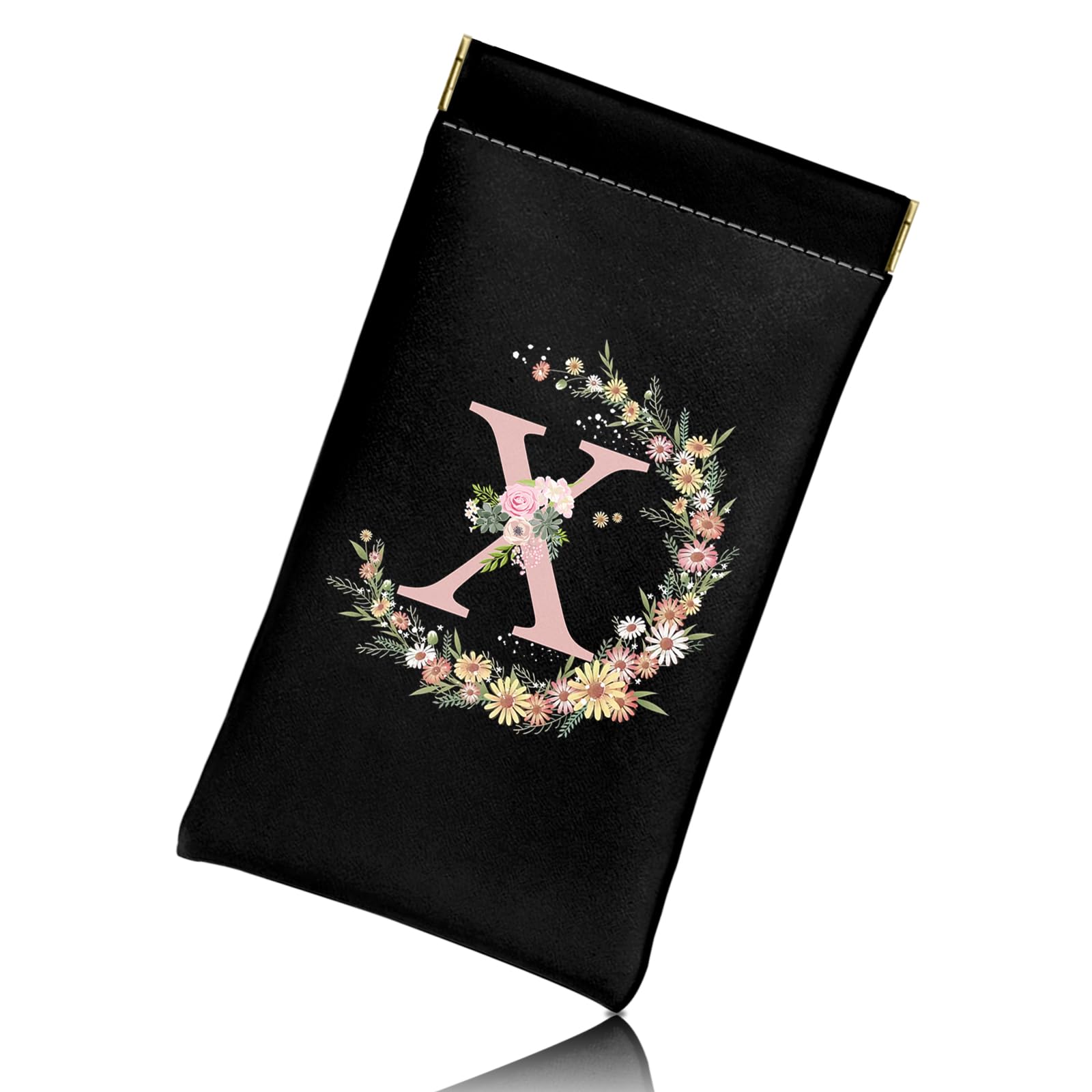 BHAHB Weich Brillenetui mit Anfangs Brief,aus PU-Leder mit Reinigungstuch Für blaue Lichtbrillen Sonnenbrille,niedliches Ästhetik für Frauen und Männer