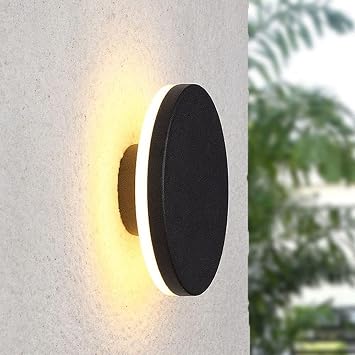 10W Aluminium LED Wall Light Outdoor Round LED Lamp Bedside Room Bedroom Wall Decor Arts Outside Lighting for Garage, Front Door,Outdoor Porch Decor