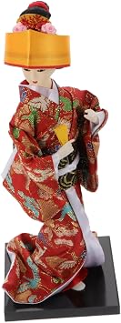 Handmade Japanese Style Geisha Doll with Silk Kimono Traditional Desktop Ornament for Home and Shop Decor Elegant Ethnic Craft to Brighten Living Tabletop