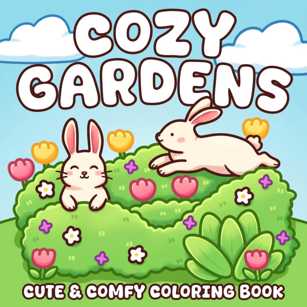 Cozy Gardens Coloring Book: Cozy Botanical Sanctuaries Coloring Pages featuring Cute Animal Friends and Simple Garden Nook Illustrations for All Ages