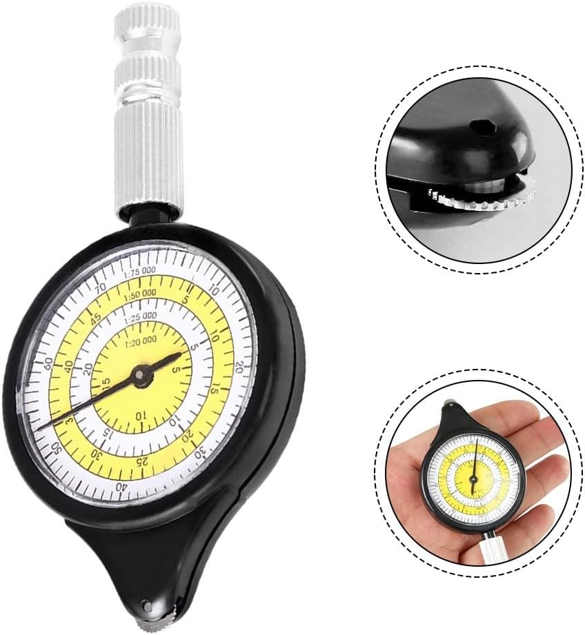 Measuring device with For compass curve meter for map distance, suitable for accurate measurement of curved routes and mileage distance