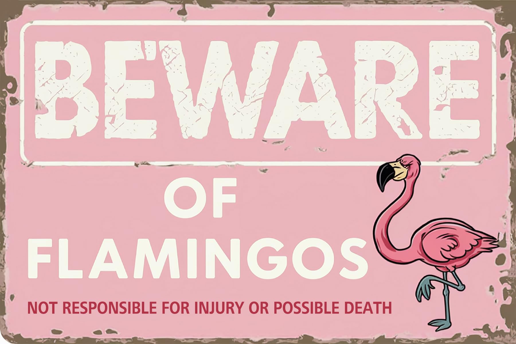 Yepyayqvk Tin Sign 691 Warning Vintage Metal Tin Signs Beware Of Flamingos Sign Wall Decor For Home Farm Zoo Garage Forest 6X8 Inch