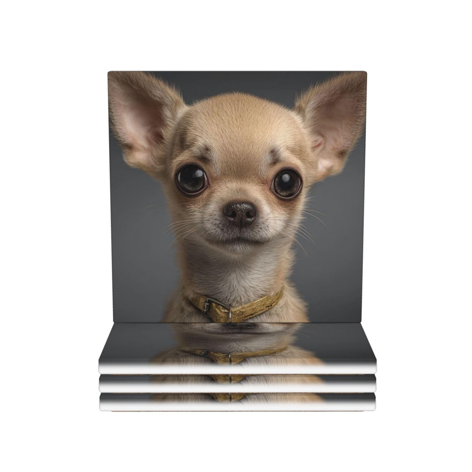Drink Coasters Set of 4 Coffee Ceramic Coaster chihuahua Coasters for Drinks Coffee Cup Mat Heat Resistant Tabletop Protection Coaster Desk Accessorie Home Decorative