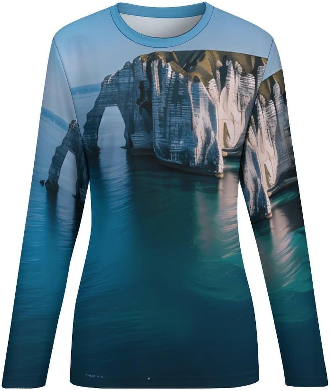 France Etretat Women's Pajama Top Sleepwear Pajamas Sleep T-Shirt Long Sleeve Shirt Crewneck Tee