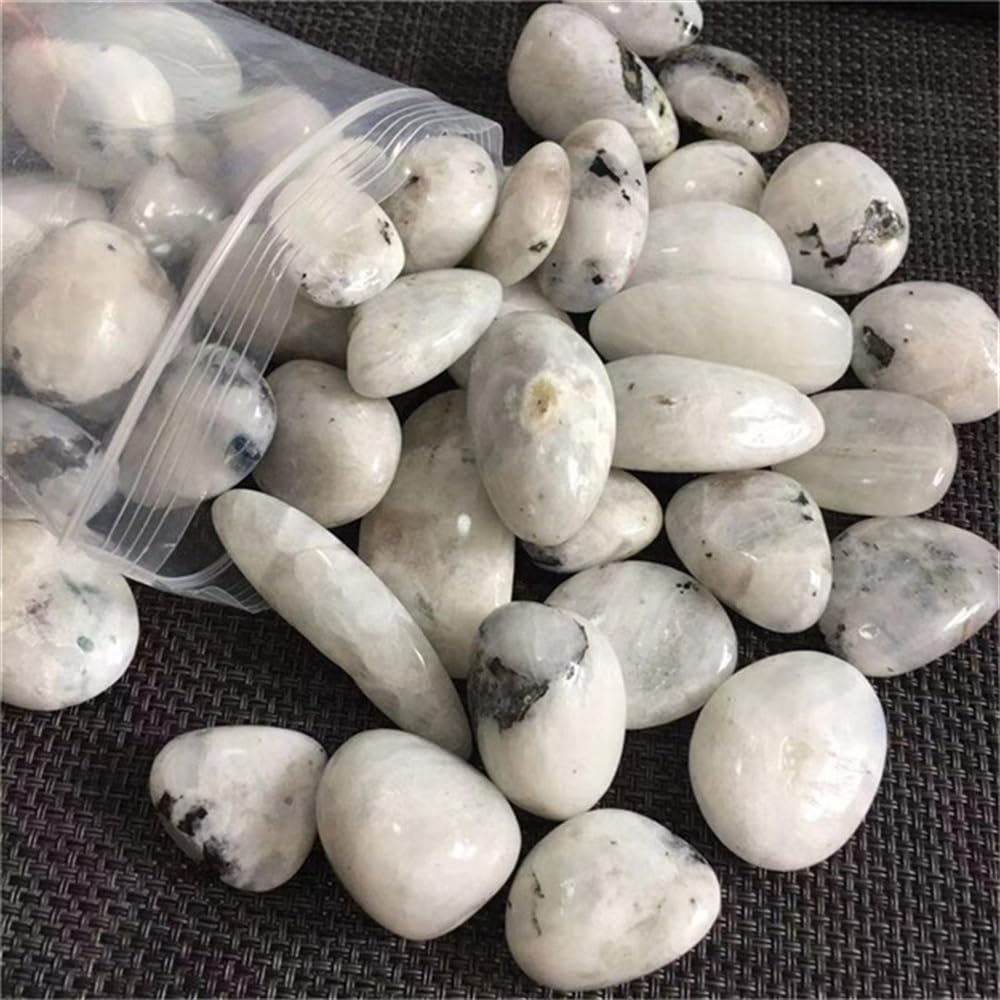 AUOQKQUT Gray Moonstone Quartz Tumbled Stones Crystal Gravel Minerals and Stones Rough Gemstone Ornaments (Size : 200g)