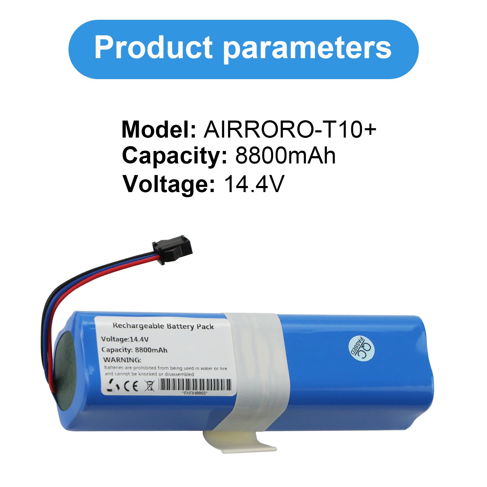 MULS 8800mAh Vacuum Cleaner Battery Replacement for AIRROBO T10+ Robot Vacuum Cleaner Spare Parts Accessories Battery with Tools 14.4V