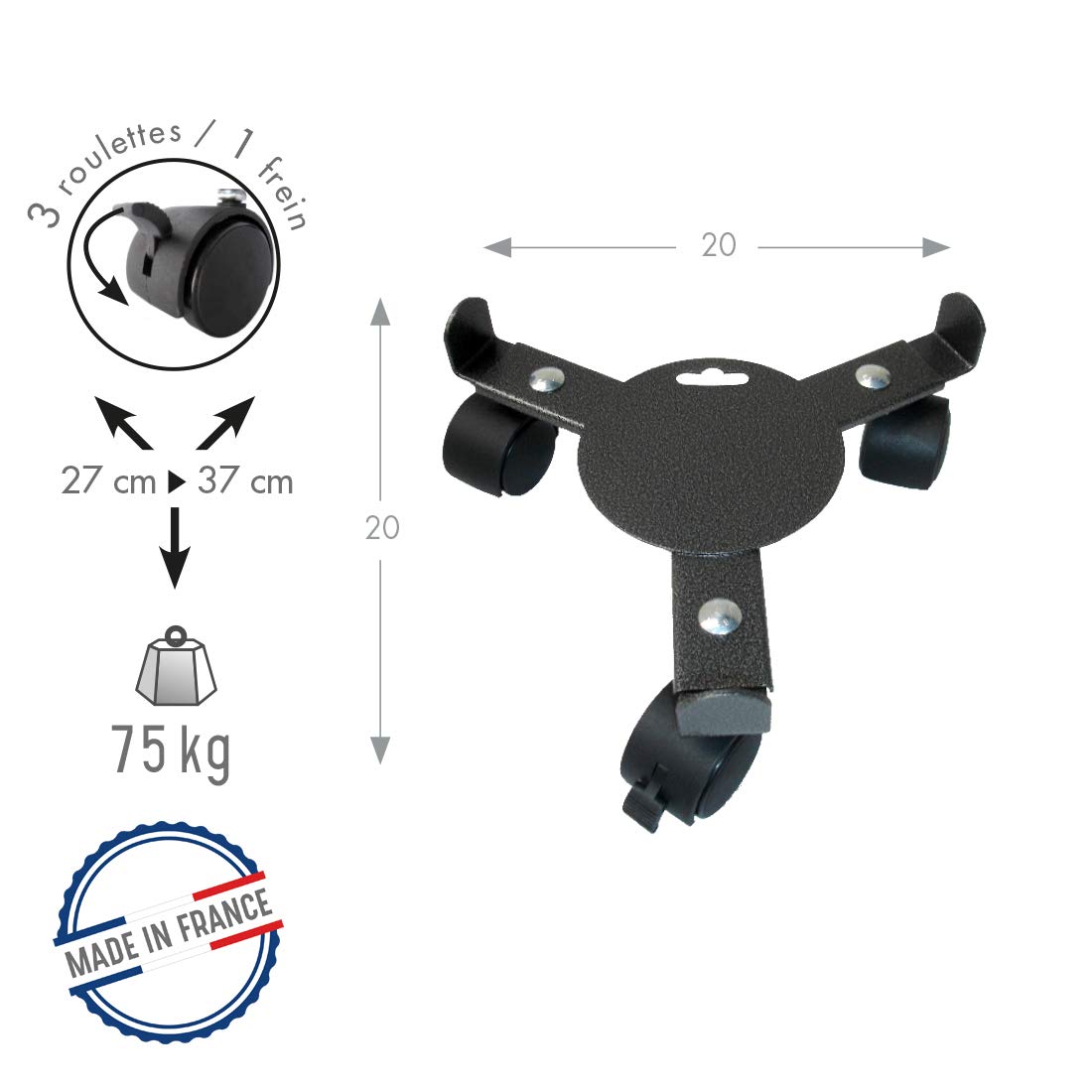 Louis Moulin Roule-plante extensible 27-37 cm Anthracite