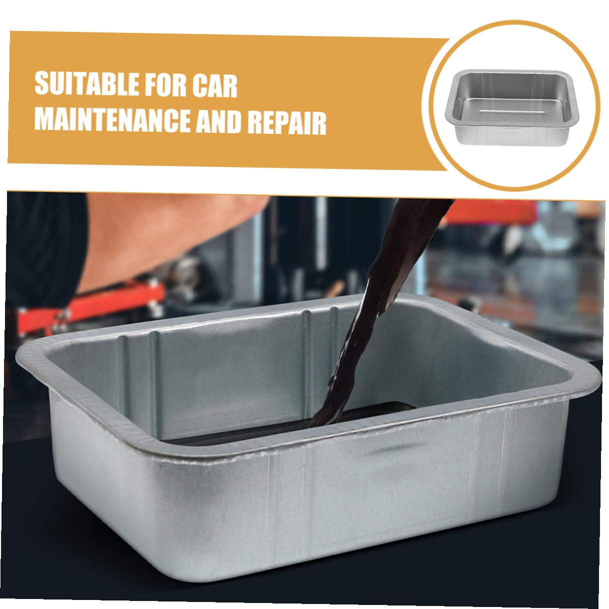Hohopeti Bandeja de Drenaje de Aceite para Coche 2 Piezas Capacidad 10l y 5l Construcción Robusta de Acero Diseño Reforzado para Mantenimiento y Recolección de Aceite