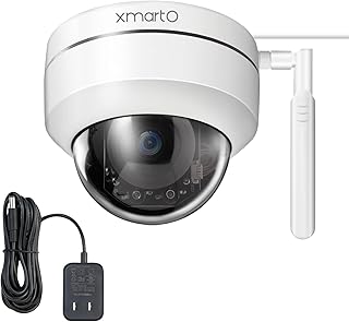 xmartO 2K HD Dome PTZ Wireless Security Camera with Auto Tracking and Audio, Indoor/Outdoor WiFi Surveillance Camera Works standalone or with NVR, Record to SD Card, NVR or Cloud Storage