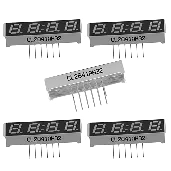Aicosineg 5Pcs Common Cathode LED Display Digital Tube 12 Pin 4 Bit 0.28inch Red Display Digital Tube 2481AS/2841AH Power Converters Optoelectronic Displays with Light Output 1.26x0.39x0.23in