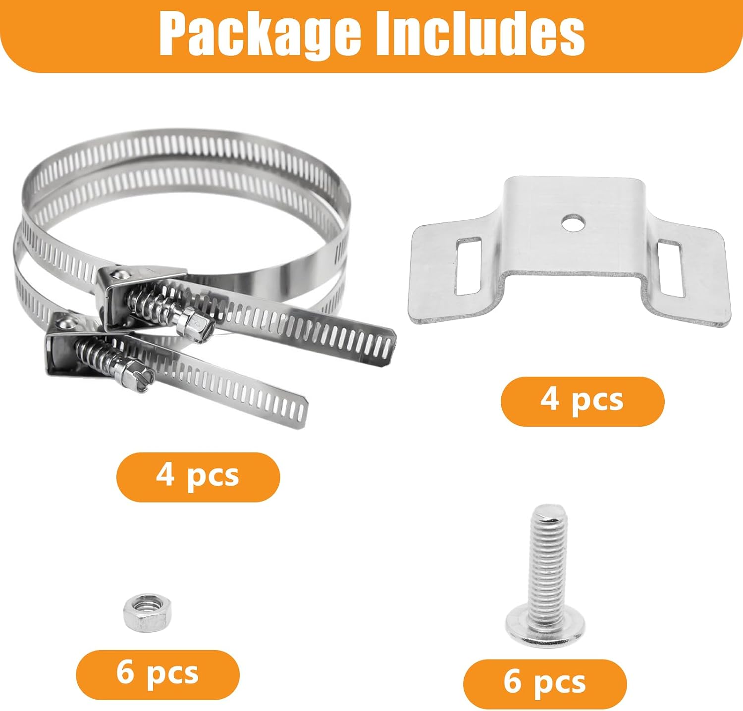 4 Sets Adjustable Sign Mounting Brackets for Larger Poles, 4" to 15" Street Sign Mounting Hardware with Stainless Steel Pole Clamps and Bolts for Water Heater Propane/Expansion Tank CCTV