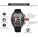 AIMES Tonneau Watches for Men Wristwatch Rectangle Skeleton Chronograph Watch for Men Luxury Big Dial Watches Black Silicon Strap Dress Watch