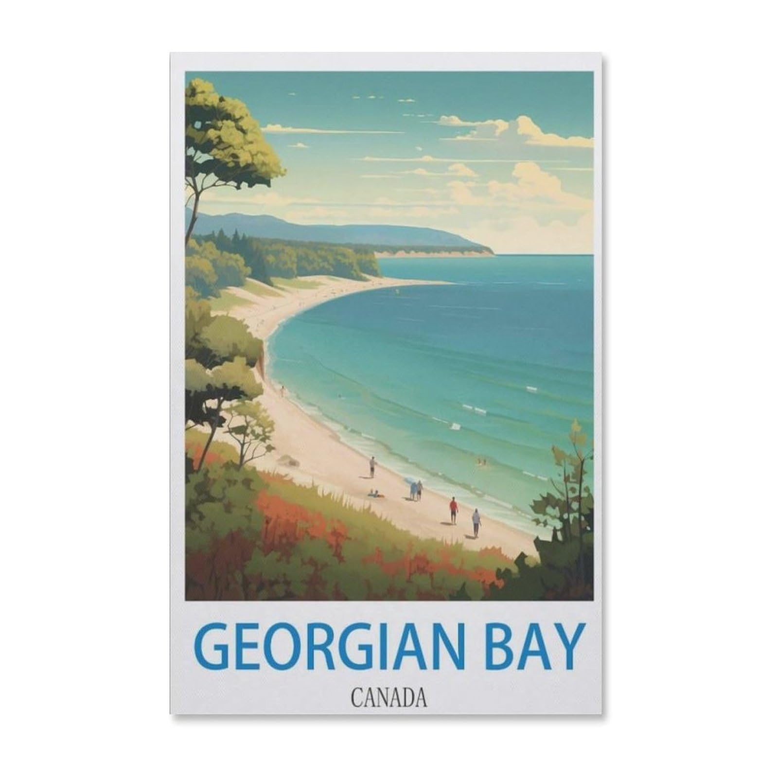 Jigsaw Puzzle 1000 Pieces for Adults，Georgian Bay - Vintage Travel Poster，Teens Boys Girls Puzzles Difficult Thick Sturdy Pieces Challenging Puzzle for Party Games（50x70cm）-F31