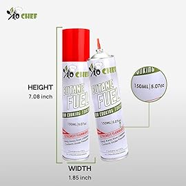 Jo Chef Butane Refill, Butane Torch Fuel Refill, Gas Lighter Fluid Refill Canister, Kitchen Blow Torch Fluid - Universal Tip - (1 Can 5.07oz)