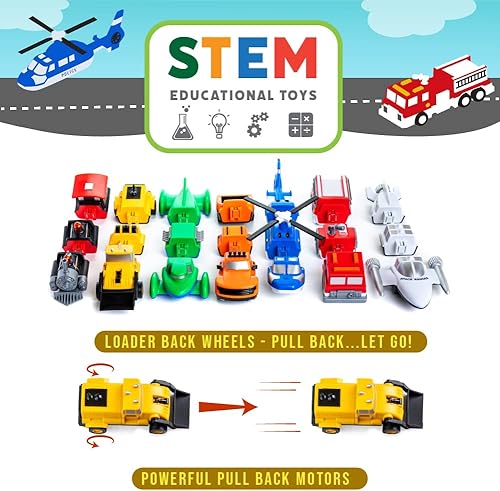 Miniatura 6 de POPULAR PLAYTHINGS Mix or Match Vehículos Naranja, Juego de Juguete Magnético, 21 Piezas