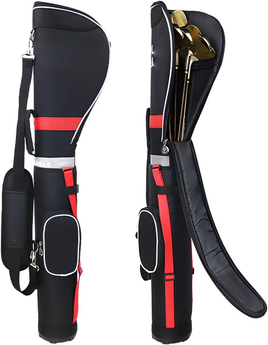 Golf Club Bags, Golf Gun Bag Retractable Height Contain Half Set Golf Clubs Nylon Golf Stand Bags Travel Bag (Color : Red)