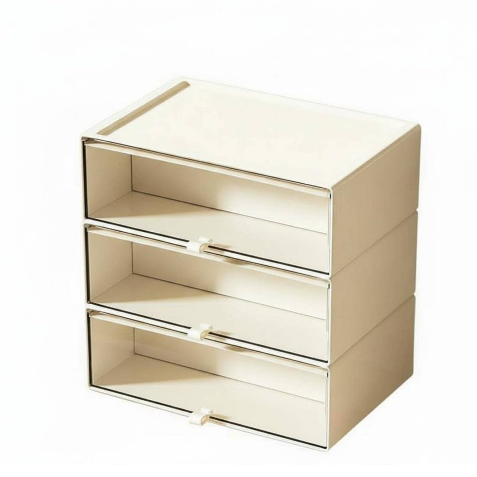 Desktop Aufbewahrungsbox Vitrine Schubladen Organizer Regal Rundumsicht für Figuren Und Deko Stabil Stapelbar Flexible Innenstruktur für Büro, Zwei Schichten Extra Groß + 2 Mittel