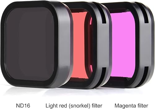 Miniatura 2 de SOONSUN Paquete de 3 filtros de lente ND16rojo claromagenta para GoPro Hero 12 11 10 9 negro, densidad neutra y corrección de color Kit de filtro de