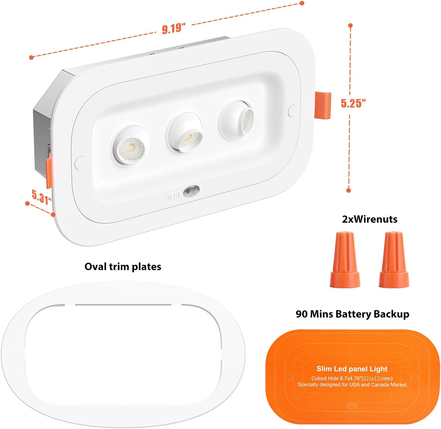 dephen LED Emergency Lights with Battery Backup, Three Head 360°Rotatable | Hardwired Wall Mounted Powered Lighting, AC100-347V, UL924 White Commercial Emergency Exit Light Fixtures