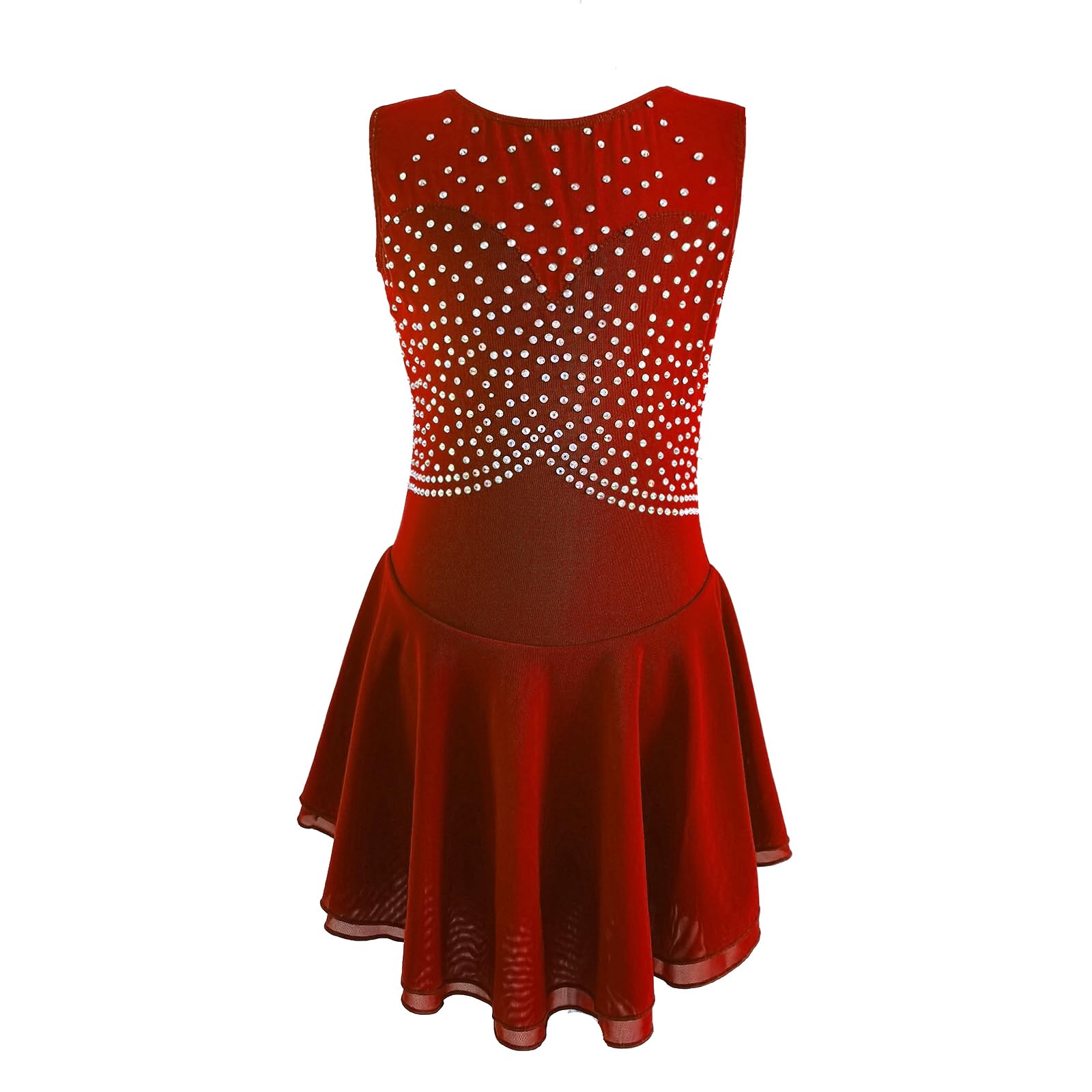 LIUHUO Eiskunstlaufkleid, einfarbig, ärmellos, Wettkampfleistung für Mädchen