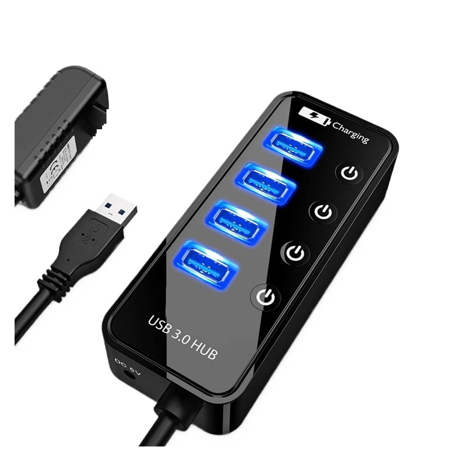 HUB USB 3.0 4-portowa Ładowarka Do Smartfona Wiele Komputerów PC Notebook Akcesoria Laptopów Z Zasilaczem Technologia Szybkiego Bezpiecznego ładowania