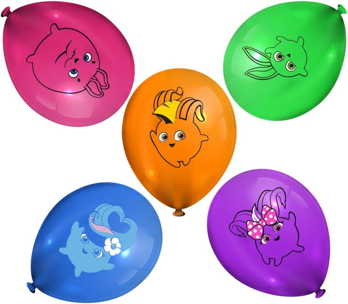 5 Pcs Cartoon Sunny Bunnies Latex Balloons - Hop into Fun and Festivity!