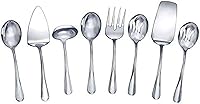 Mikasa Gourmet Basics Kaylee 8-Piece Stainless Steel Serving Set - Durable, Dishwasher Safe, No Polish Needed