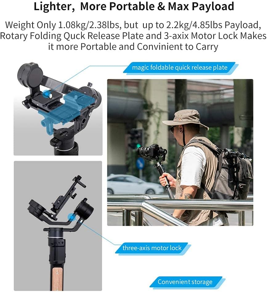 FeiyuTech AK2000C [Official] Camera Stabilizer, 3 Axis Handheld Gimbal Stabilizer for DSLR Camera Mirrorless, 4.85lbs Payload Touch Screen, for Sony Canon Panasonic Nikon Fujifilm,Wi-Fi/Cable Control : Electronics