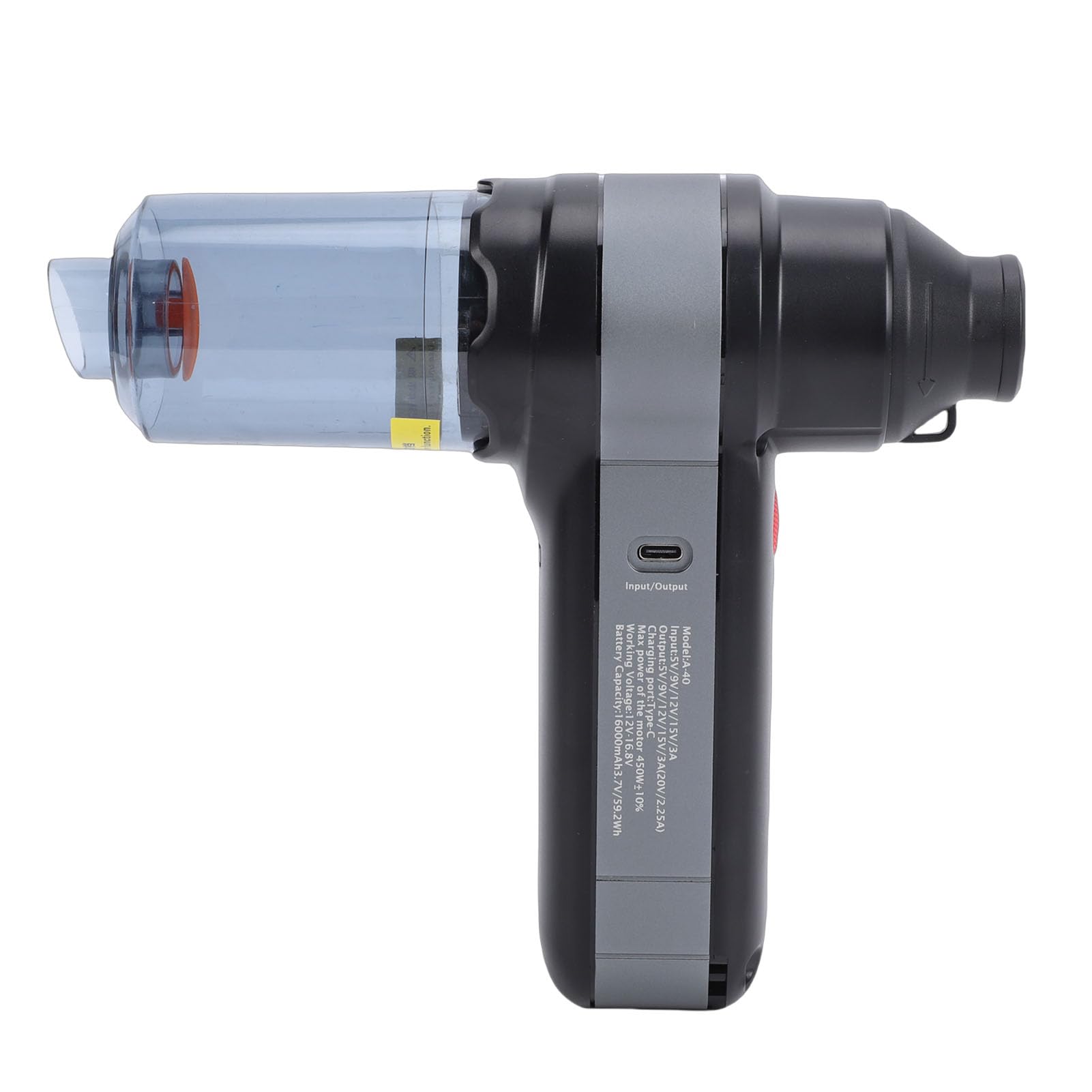 Cocoarm Spolverino Elettrico, Aspirapolvere per Auto Portatile in Lega di Alluminio ABS, Motore Brushless da 90000 Giri/min, Ricaricabile USB 16000mAh, per la Pulizia Esterna 'Auto del PC