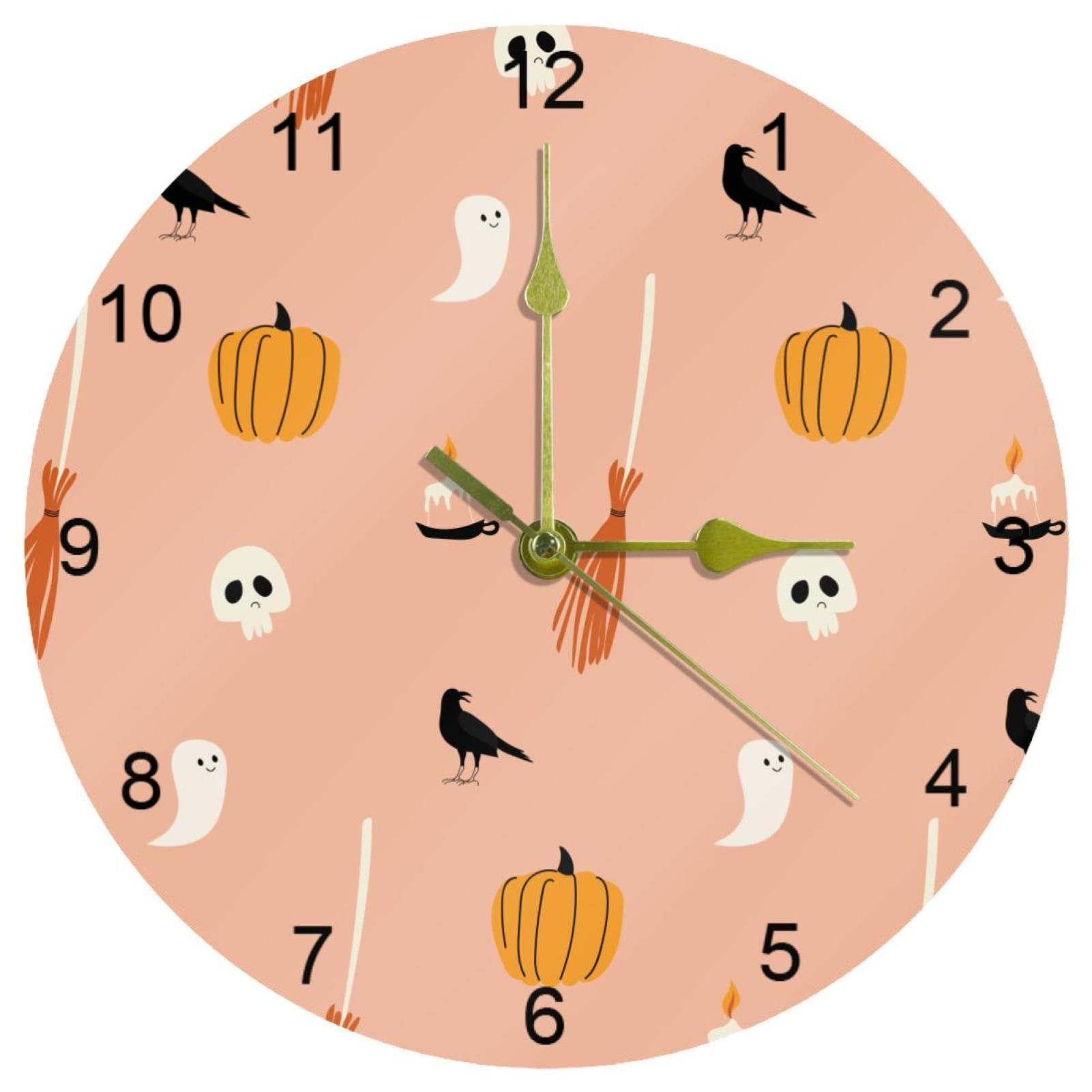 Horloge murale silencieuse citrouille d'Halloween pour déco de cuisine