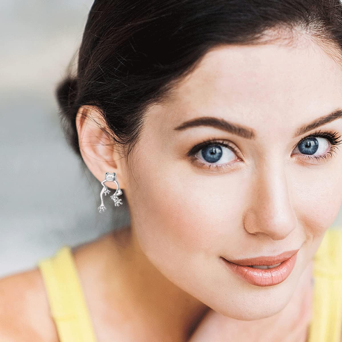 Frog Earrings for Women 925 Sterling Silver Fun Cute Two Way Frog Stud Earrings Jewelry Gift - Image 2