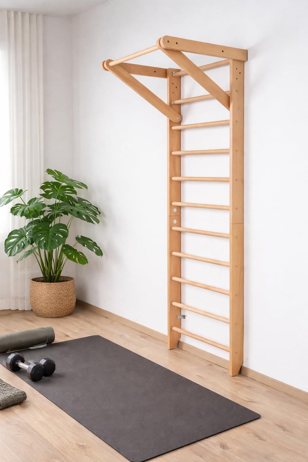 Ściana gimnastyczna drewniana "Sport-1-240" – Drabinka Gimnastyczna dla Dzieci i Dorosłych, Wall Bar do Home Gym, Kids Room, Fitness, Ćwiczenia i Zabawa, Swedish Ladder, Wooden wall bar