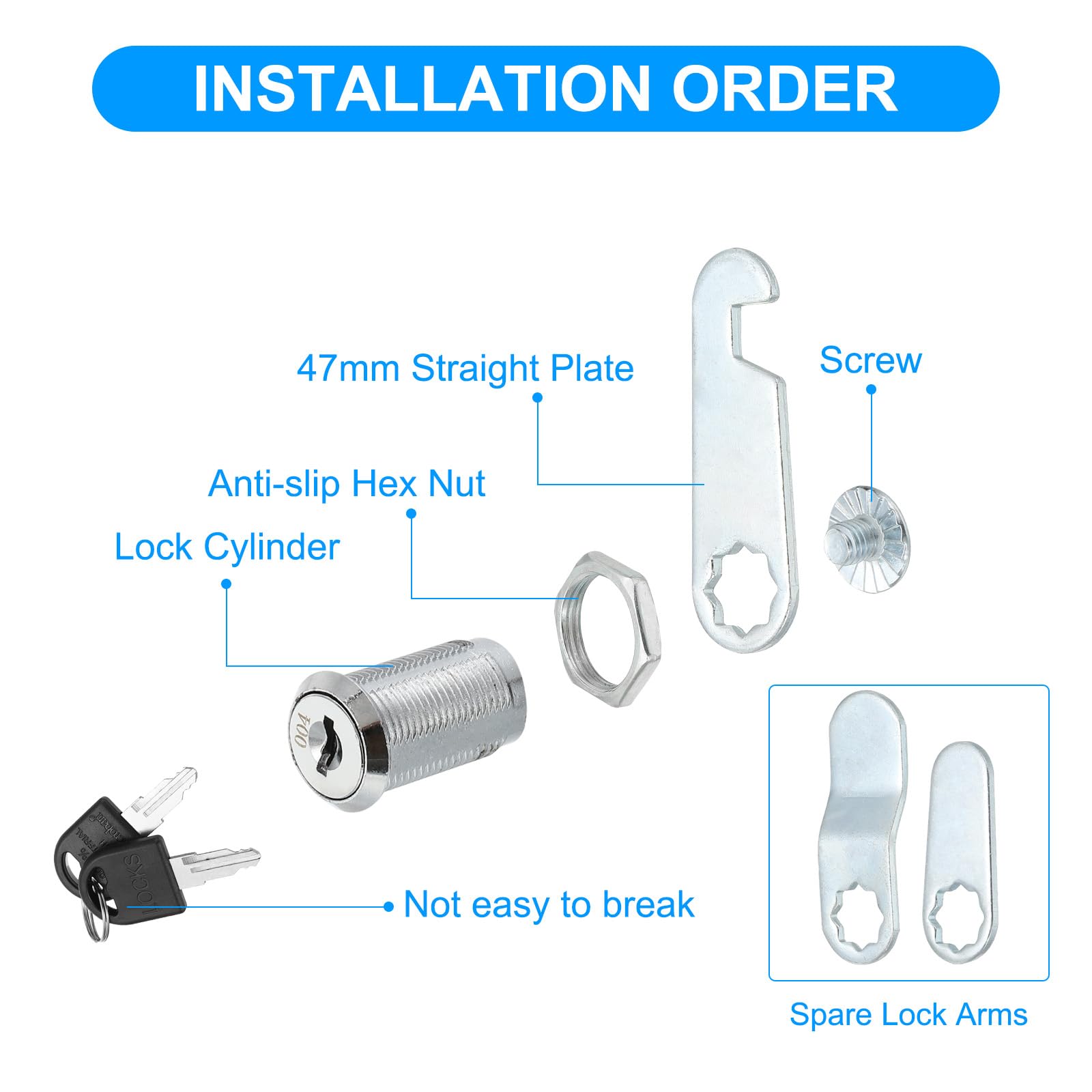 PATIKIL 6-Pack Cam Lock With Keys – Keyed Different, Zinc Alloy Cabinet Lock Set For Drawers, Mailbox, RV, Toolbox (25mm Cylinder, Silver Tone)