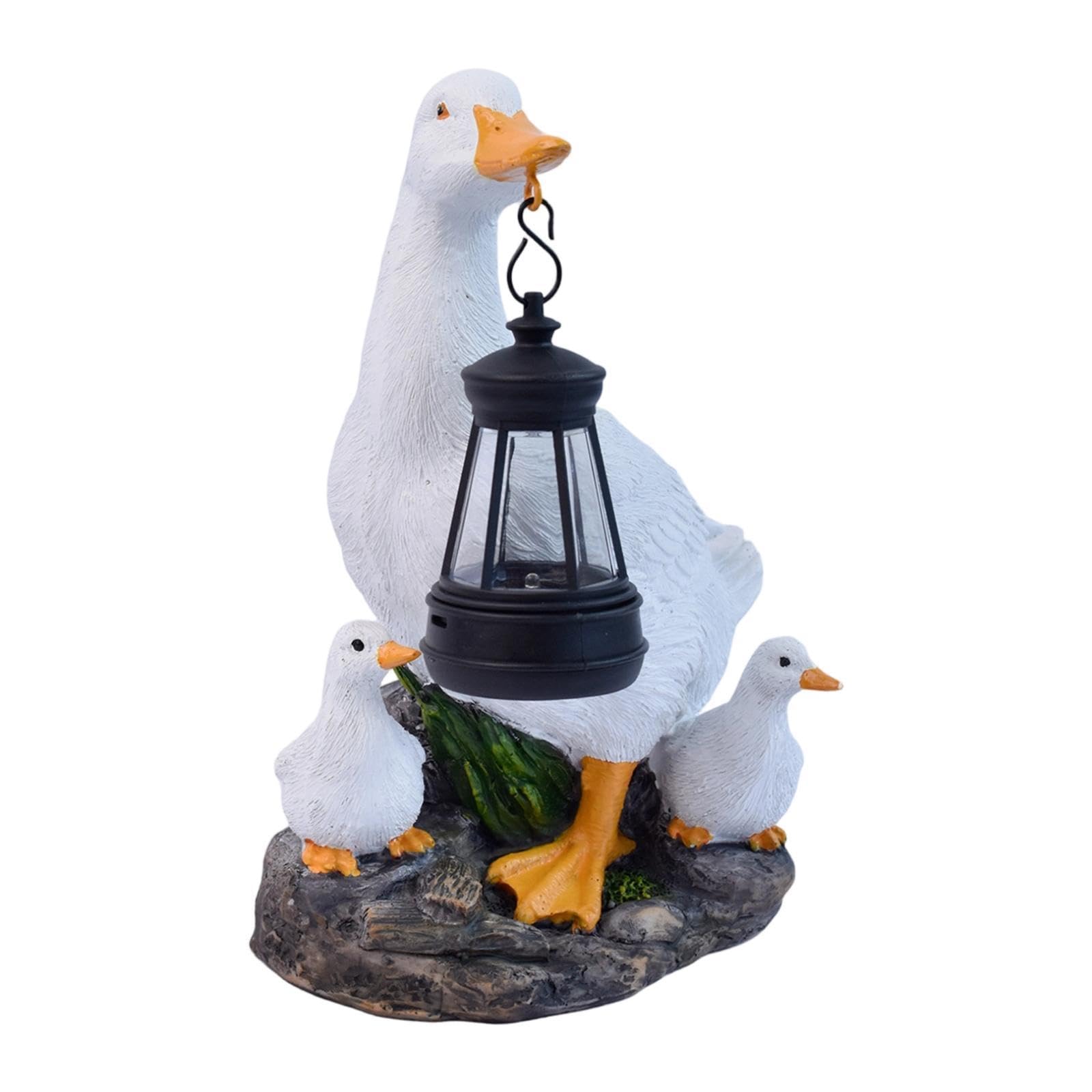 Estatua de para Jardín con Luz Solar para Exteriores, Figura de Animal Blanca