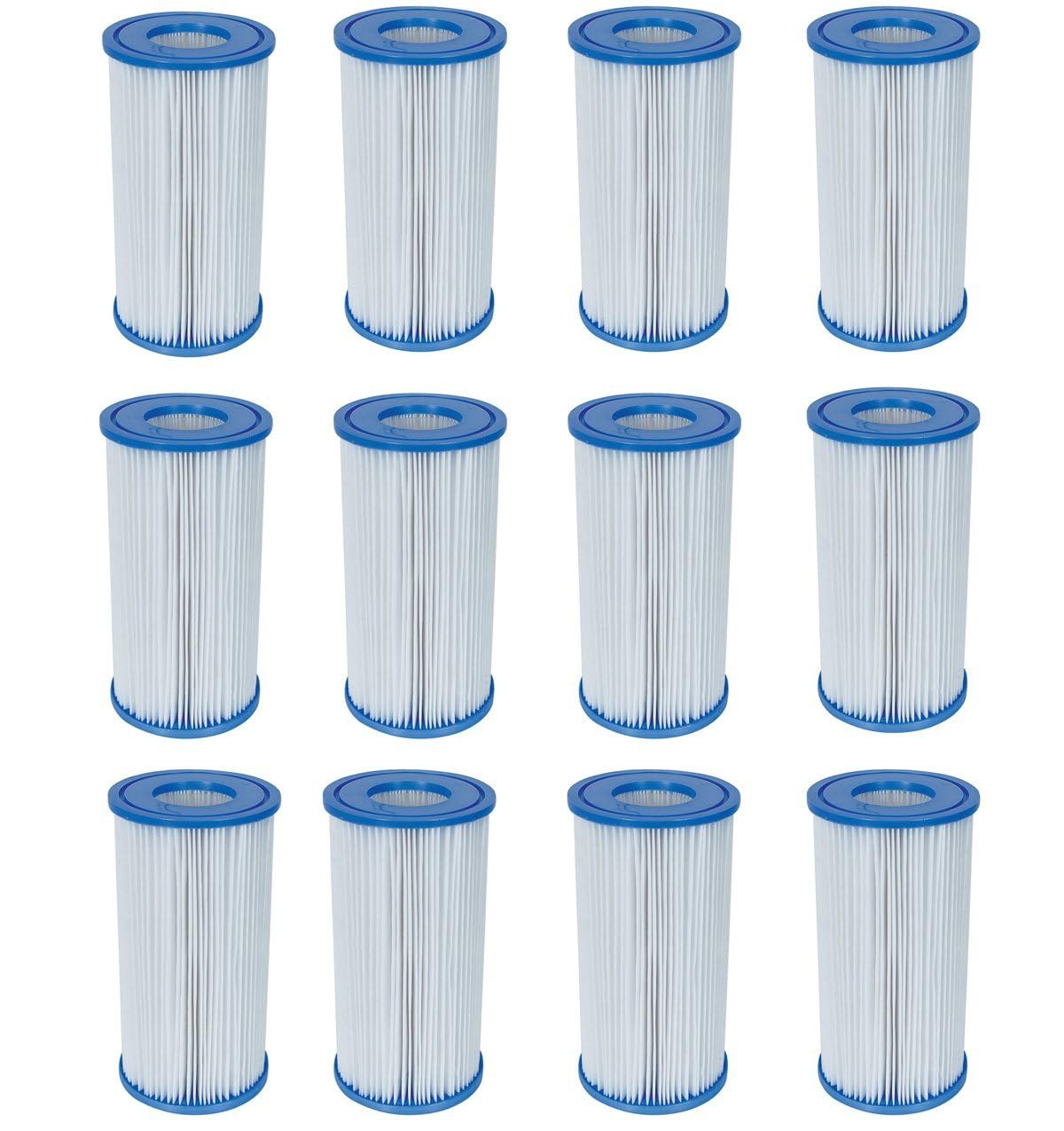 Bestway 58012E Lot de 12 cartouches de rechange pour pompe filtrante de piscine extérieure de type III/A 10,7 x 20,3 cm pour une utilisation dans les pompes filtrantes de 10,7 x 20,3 cm