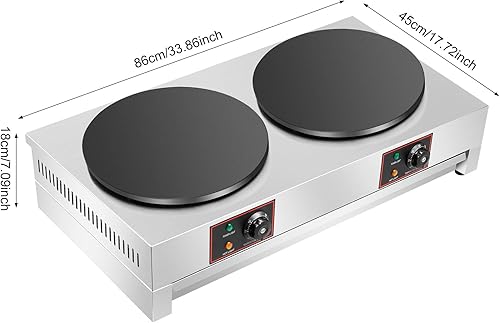 Miniatura 3 de Máquina eléctrica de crepas, 3400 W, bandeja para crepé, plancha comercial para panqueques con esparcidor, platos calientes antiadherentes de 15.7