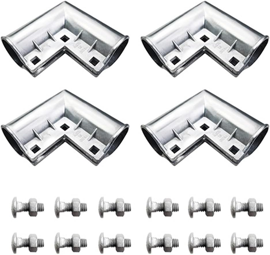4 Packs Aluminum Chain Link Fence Gate Corner,90 Degree Angle Aluminum Gate Corner, Gate Elbow for 1-3/8" x 1-3/8" Outdoor Diameter Pipe,Easy to Install on Gate
