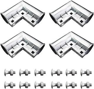 4 Packs Aluminum Chain Link Fence Gate Corner,90 Degree Angle Aluminum Gate Corner, Gate Elbow for 1-3/8" x 1-3/8" Outdoor Diameter Pipe,Easy to Install on Gate