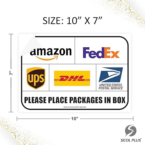 Miniatura 2 de Letreros de entrega de paquetes (paquete de 02) Calcomanías de entrega de paquetes de 10 x 7 pulgadas sobre letreros de entrega de laminación para