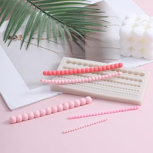 Miniatura 6 de Moldes de fondant de perlas para decoración de pasteles, cadena de perlas hemisféricas, decoración de bordes de perlas de silicona, molde de fondant