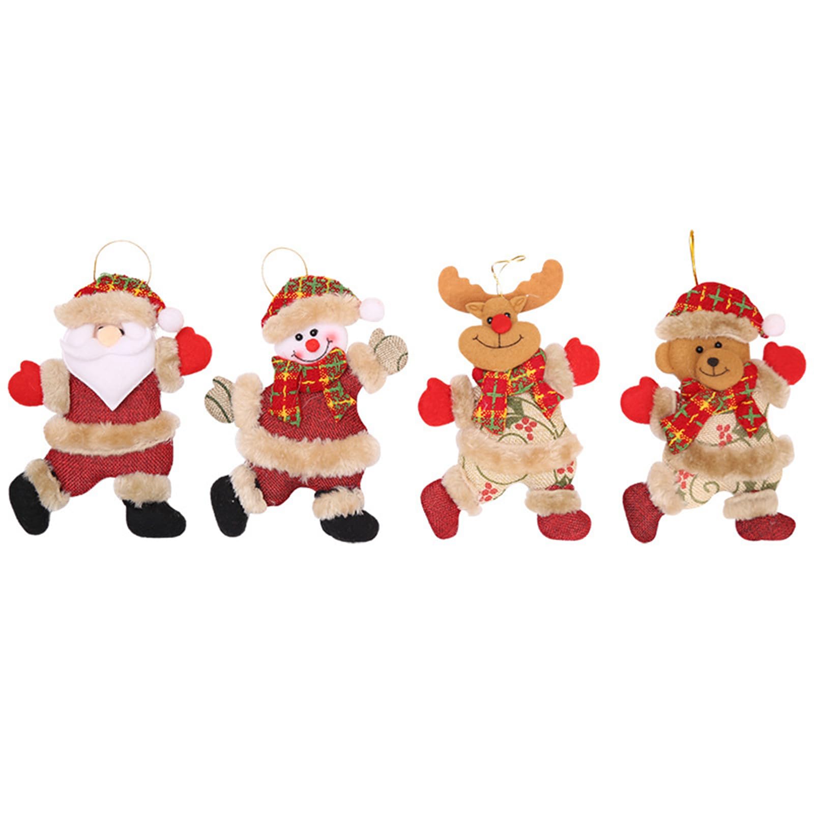 IS MUHE 4Pcs Christmas Tree Ornaments,Xmas Tree Decorations Christmas Ornaments Gift Santa Claus Snowman Tree Toy Doll Hang Decor Merry Christmas Decorative Pendants Party Decor Gifts Home Bedroom