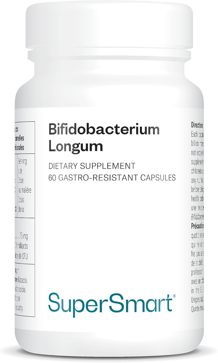 Bifidobacterium longum - Mejora los Trastornos Intestinales - Refuerza el Sistema Inmunitario - Reduce los Síntomas de Alergia al Polen - Ayuda a Disminuir las Infecciones - SuperSmart
